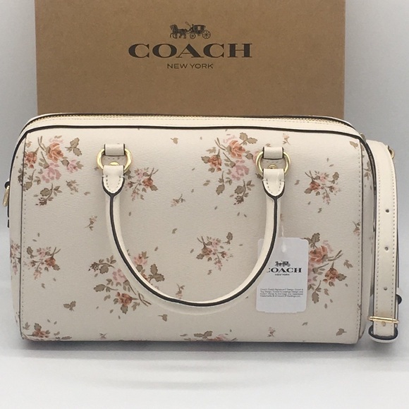COACH ROWAN SATCHEL WITH ROSE BOUQUET PRINT - Picture 9 of 16